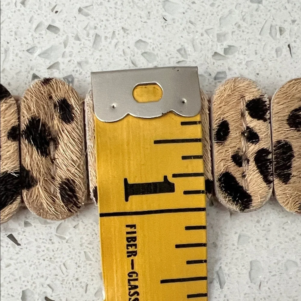 EUC Leopard Print Calfskin Elastic Belt Tan & Black OS